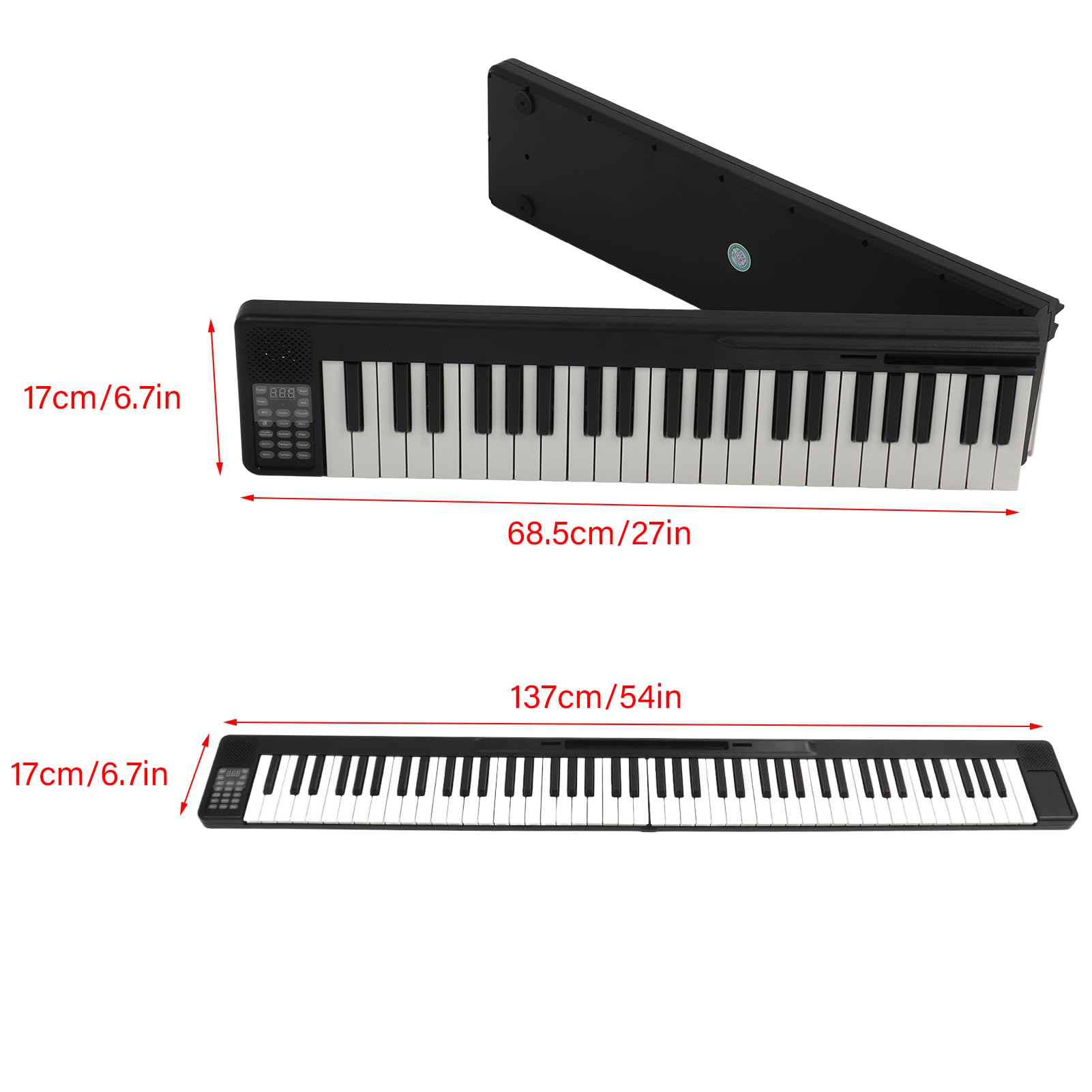 128 Tonos, 128 Ritmos, 15 Canciones de Demostración de Piano Plegable Piano órgano Electrónico Inteligente con Altavoz para Práctica y Entretenimiento
