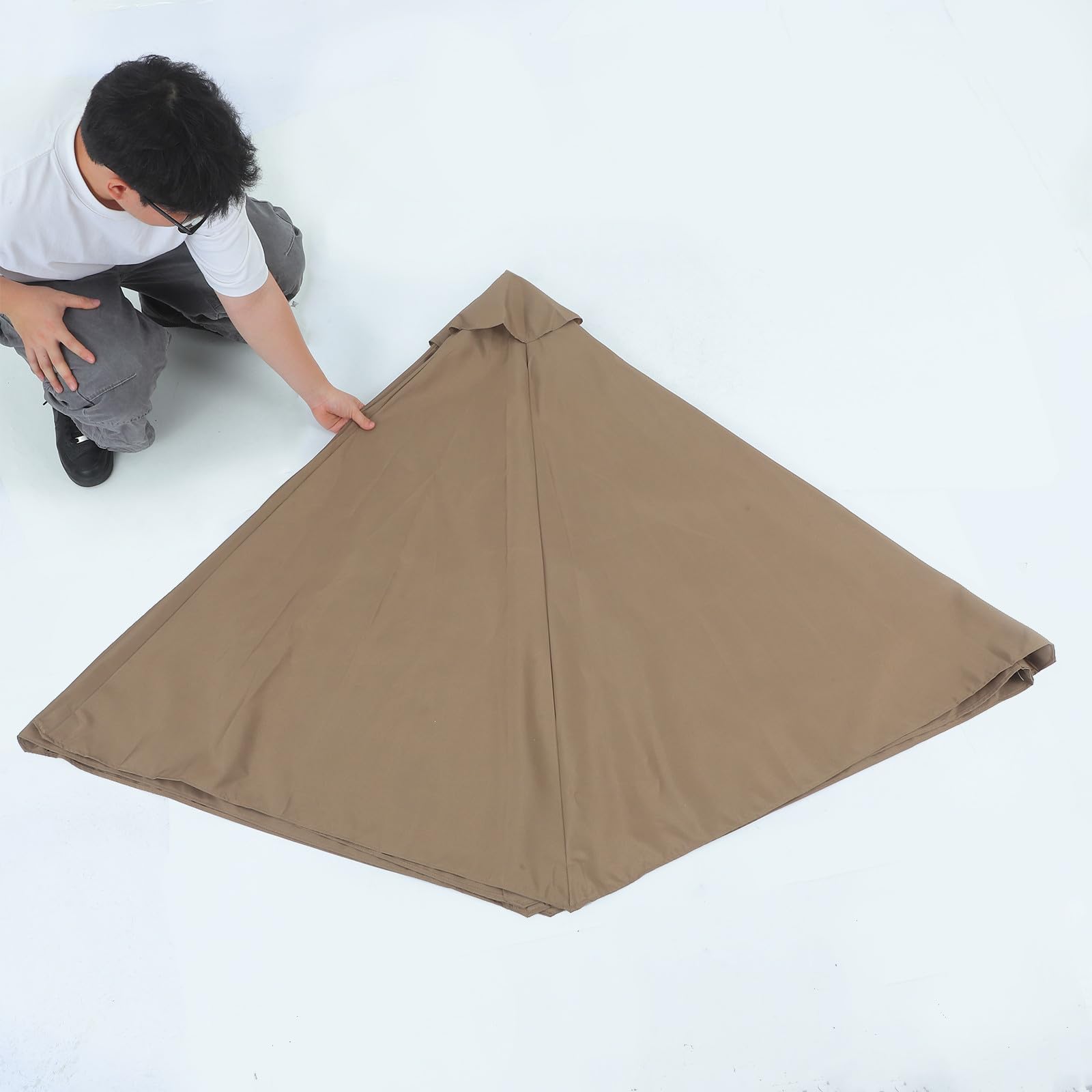 Beavorty Toile de Remplacement pour Parasol de Terrasse 2,7m en Polyester Protection Solaire Réglable, Installation Facile pour Parasol Extérieur Fête