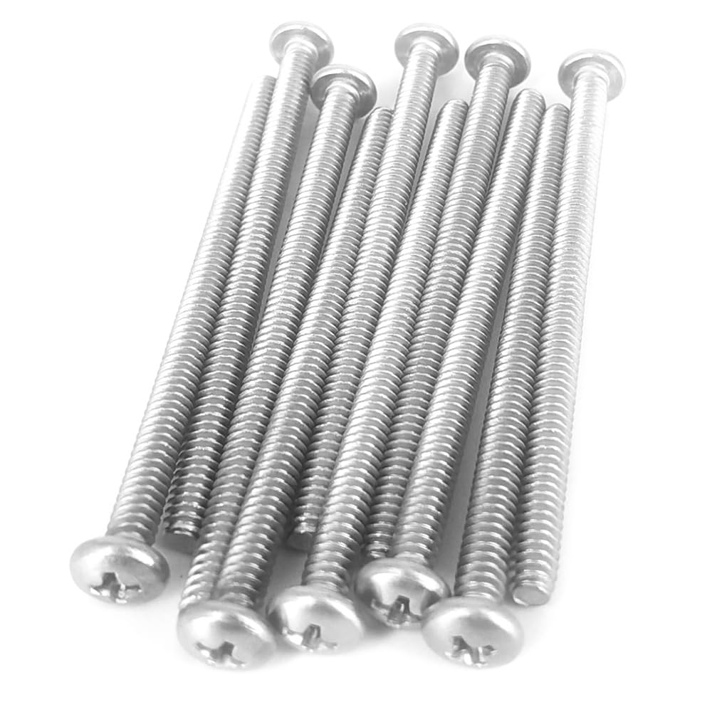 Alamic #10-24x3 Pan Head Machine Screws, 304 Stainless Steel 18-8, Phillips Drive, Fully Threaded, Bright Finish 10 Pack
