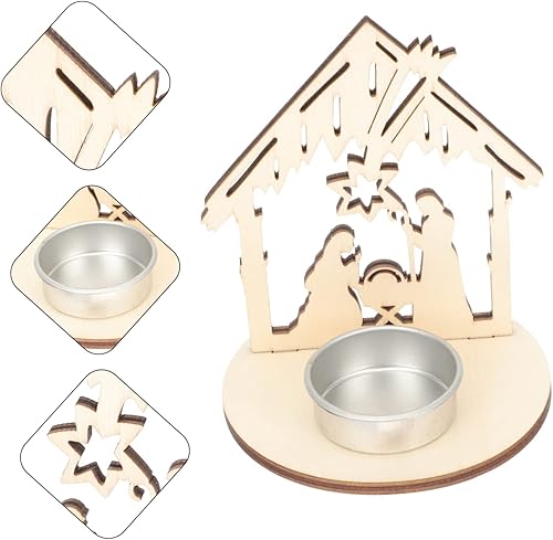 Miniatura 5 de IMIKEYA Portavelas de madera, 18 unidades, bandeja de vela de Navidad, centro de mesa, portavelas, centro de mesa, bandejas para comer Navidad,