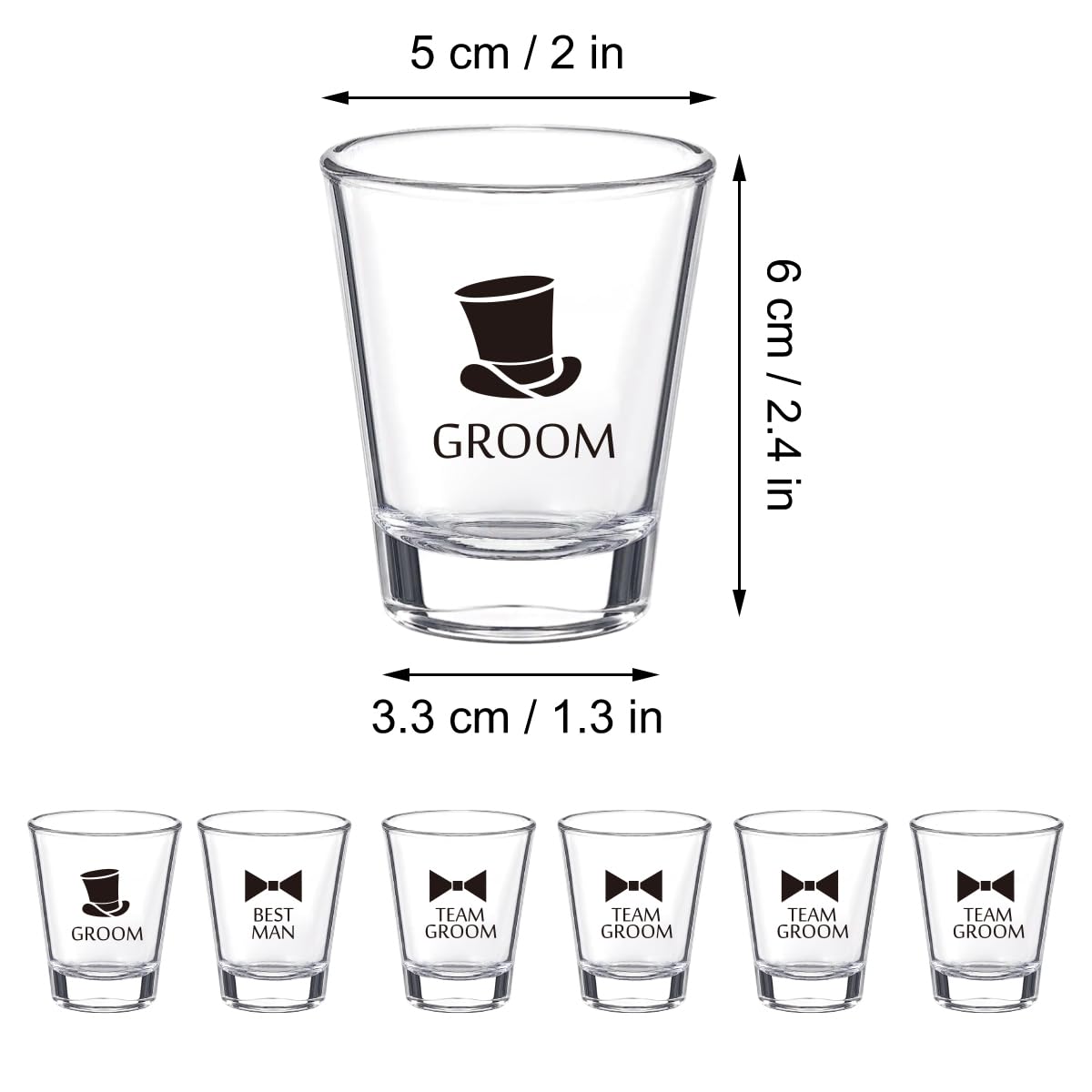 Brosash Schnapsglas-Set für Junggesellenabschied, langlebige Gläser für Bräutigam und Trauzeugen, Trinkbecher für Junggesellenabschiede, Trauzeugengeschenke und Hochzeitsfeiern