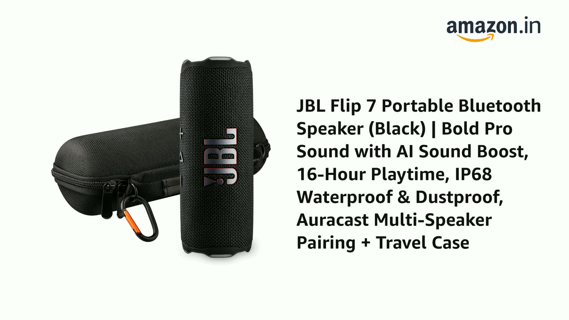 JBL Flip 7 Portable Bluetooth Speaker (Black) | Bold Pro Sound