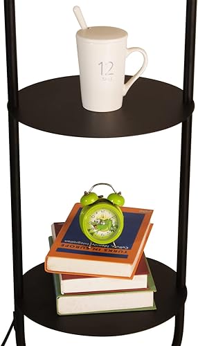Miniatura 6 de beaysyty Lámpara de pie moderna y elegante con doble bandeja para oficina, cafetería, sala de estar, dormitorio, interruptor de pie y acabado negro,