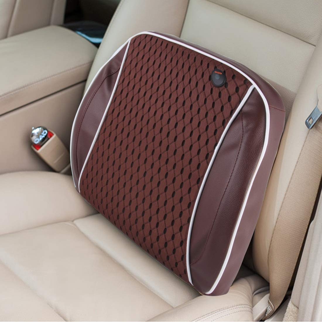 Accesorios de Muebles Familia de Masaje Trasero del Coche eléctrico de la vibración de la Cintura de Carga USB Almohada Mat (Caqui) (Color : Brown)