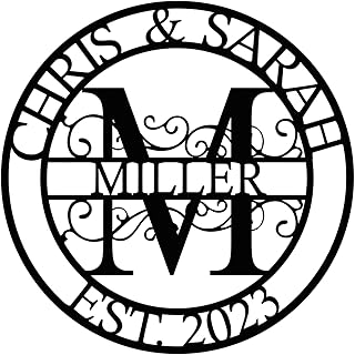 Personalized Family Name Sign, Split Letter Monogram Wall Art Decor, Dur...