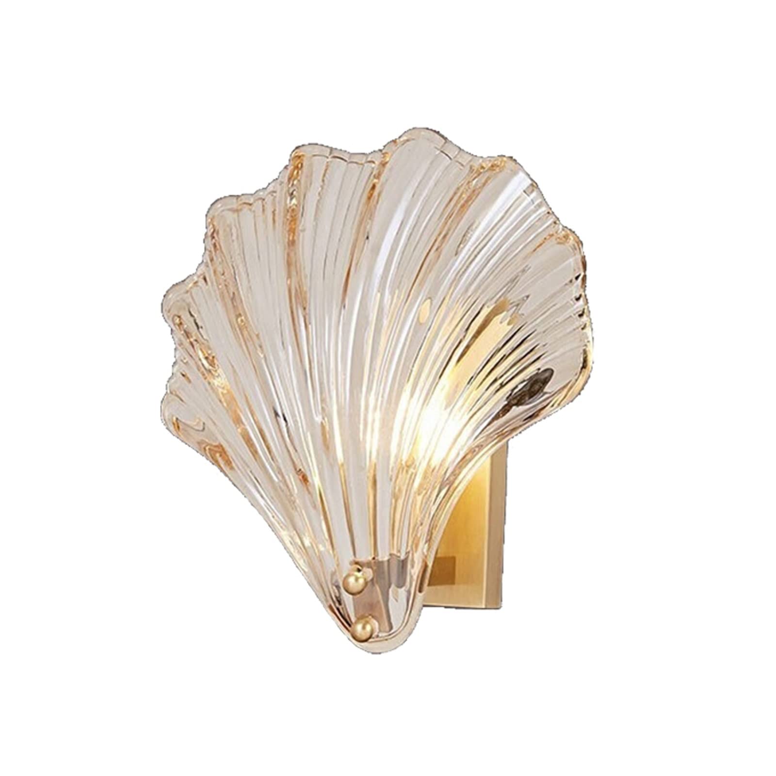 HXYSXHJUO Indoor Wall Lamp Light Luxury Copper Bedside Post Modern Minimalist Retro Living Room Bedroom Corridor Nordic Aisle Crystal Shell Sconce