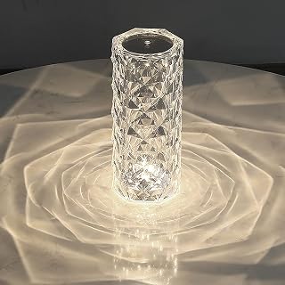 HSLY Crystal Bedside Table Lamp with USB Charging Port, Modern LED Table Light with Touch Control Dimmable Decorate Bedside Ligh for Bedroom Living Room Office, Acrylic Lampshade (Color : Clear)