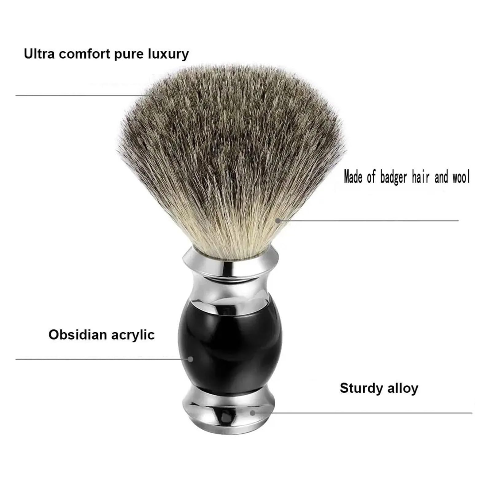 Pennello Da Barba, Compatibile Con Pennello Generico In Pelo Di Tasso | Accessorio for la rasatura bagnata da uomo for creare una schiuma da barba liscia(Black)