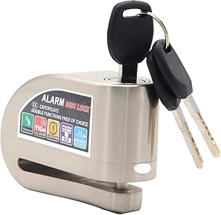 TIYANG Heavy Duty Motorcycle Bicycle Scooter Brake Disc Lock with Alarm Waterproof Anti-theft Disc Lock 110 db with Reminder Cable Bag