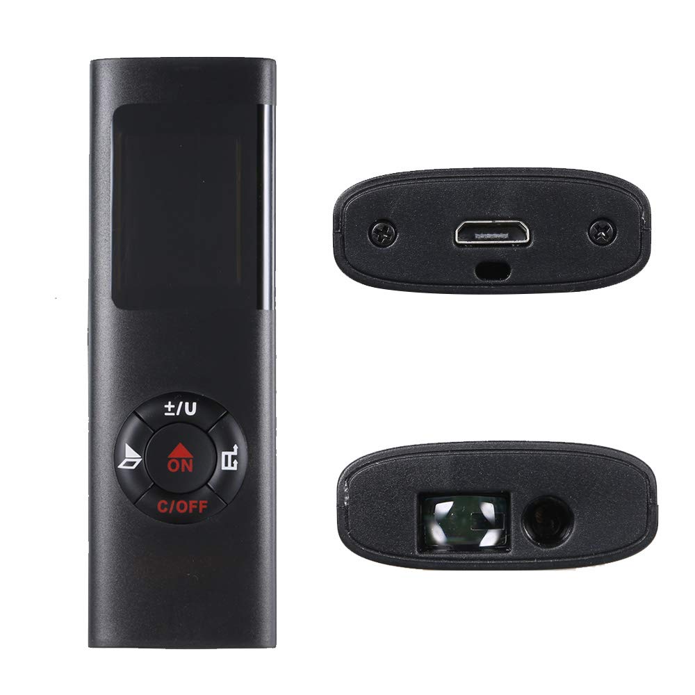 Karlak Télémètre numérique intelligent de 40 m - Mini mètre de distance - Chargement USB - Appareil de mesure de l'espace électronique pour les distances de volume de zone