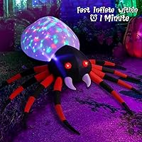Vista 4 de GOOSH Araña inflable de Halloween de 5 pies para decoración al aire libre con luz mágica, inflables de araña, inflables de vacaciones