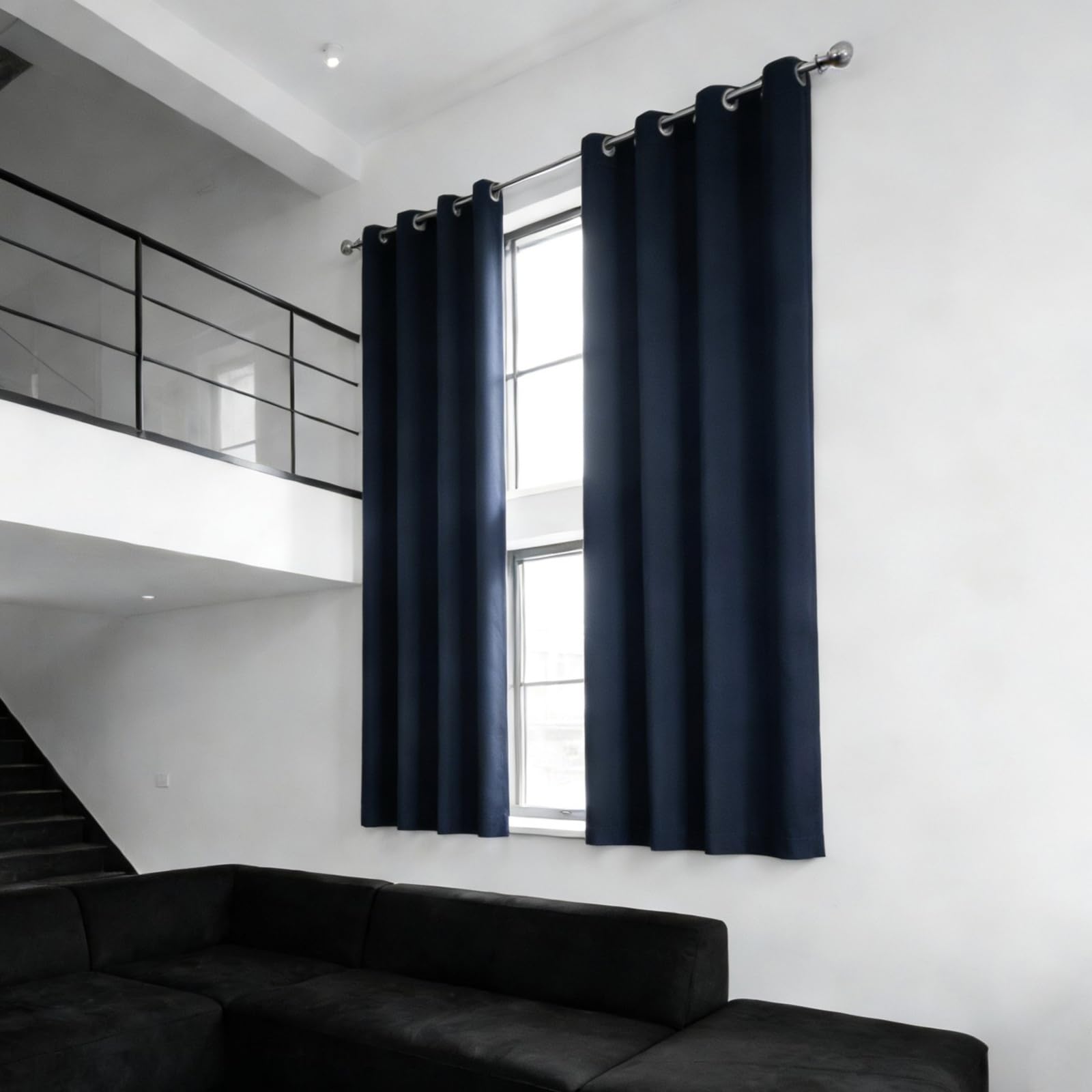 Rideaux opaques bleu marine 130x120 cm isolants thermiques