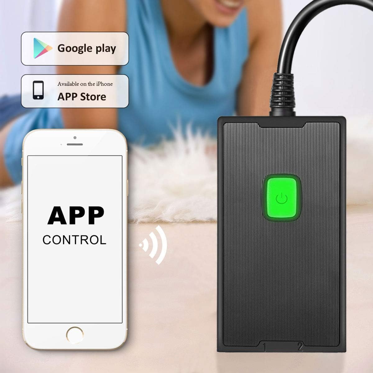 Black Friday - 70% OFF Outdoor WiFi Smart Outlet Plug Compatible with Amazon Alexa & Google Home, App & Voice Controlled Waterproof Power Socket Switch Adapter