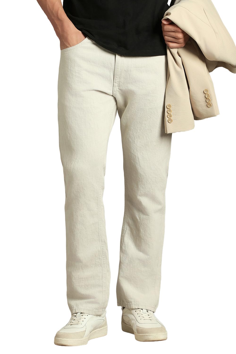 louis philippe Men Off White Dark wash Regular Fit Jeans-picture-14