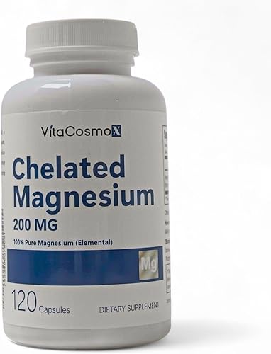 Miniatura 8 de VitaCosmoX Bisglicinato de magnesio quelado, 200 mg, 120 cápsulas veganas, 60 porciones, sin gluten, sin OMG y apto para vegetarianos