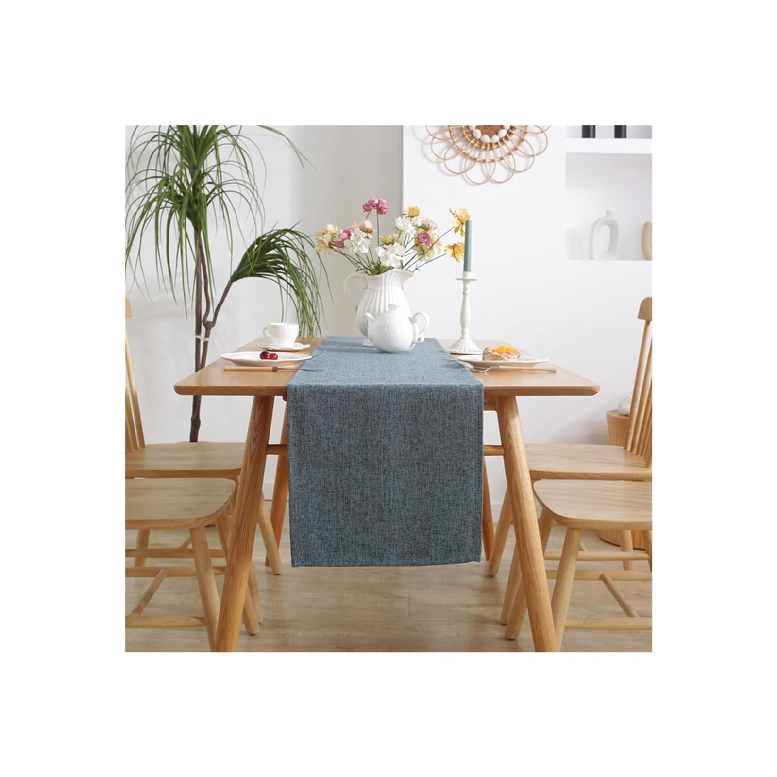 Cheesecloth Table Runners Burlap Style Farmhouse Table Runners , Beige Rustic Woven Dining Runner For Home,Party Decoration, Everyday Use(Blue,30x180cm)