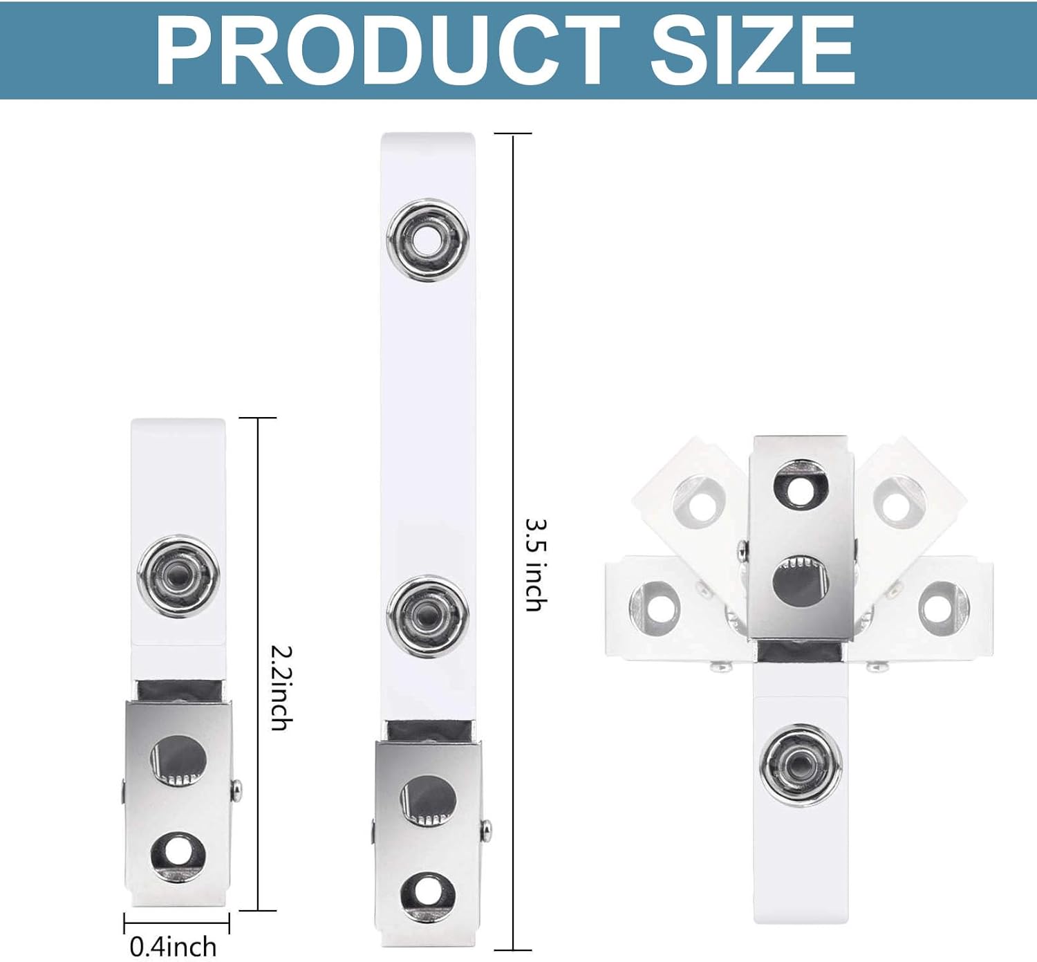300 Pcs Metal ID Strap Clips with Clear PVC Straps - Double Holes Badge Holders for Work Badges