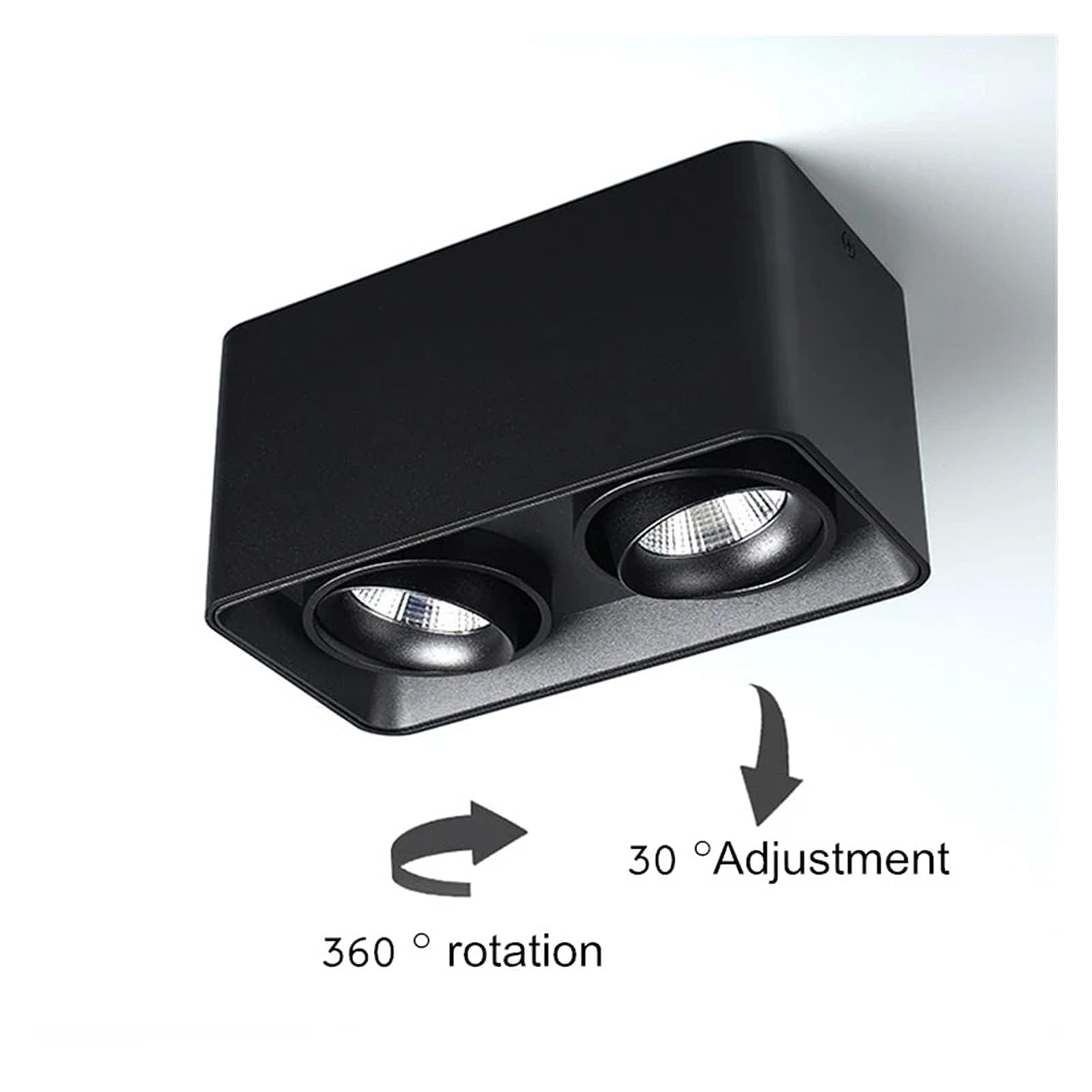 Faretti da soffitto dimmerabili LED Quadrati da Parete Faretto da soffitto a Testa Singola/Doppia IP52 Faretto da Incasso 20W 3000K