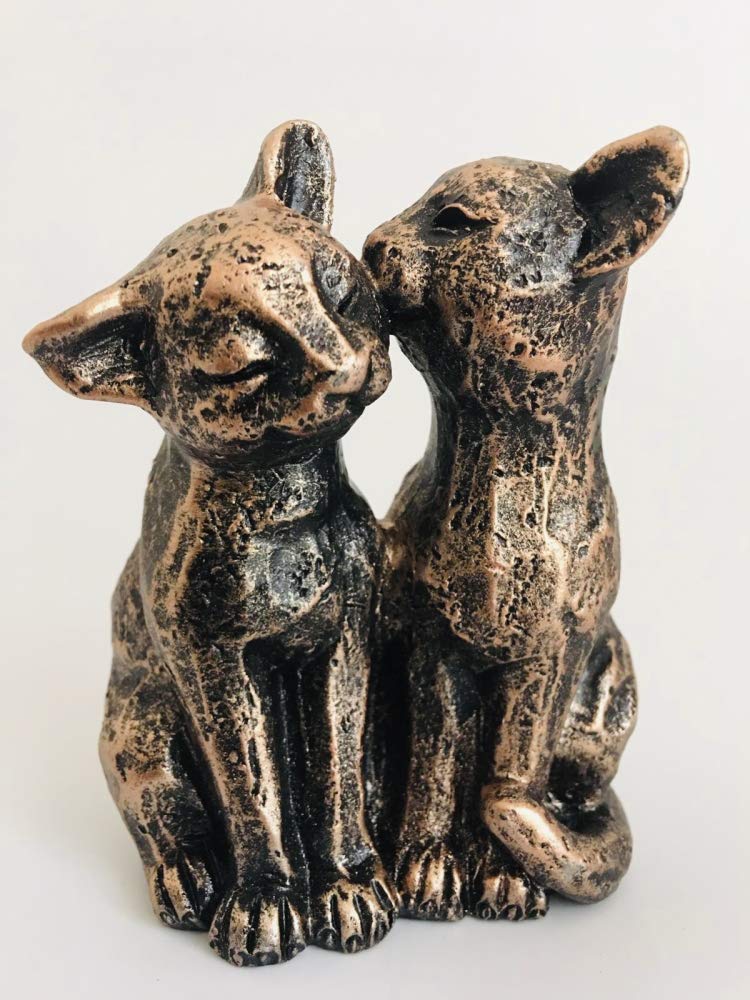 A Bit Quackers Cat Pair - Bronzed Statue - Mini