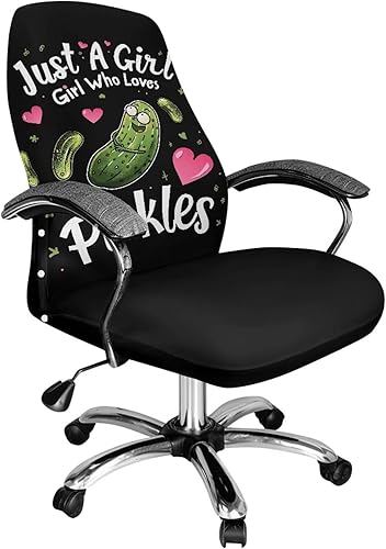 Xoenoiee Pickles - Fundas para silla de oficina con estampado de corazón, funda elástica para silla de juegos de computadora, fundas universales