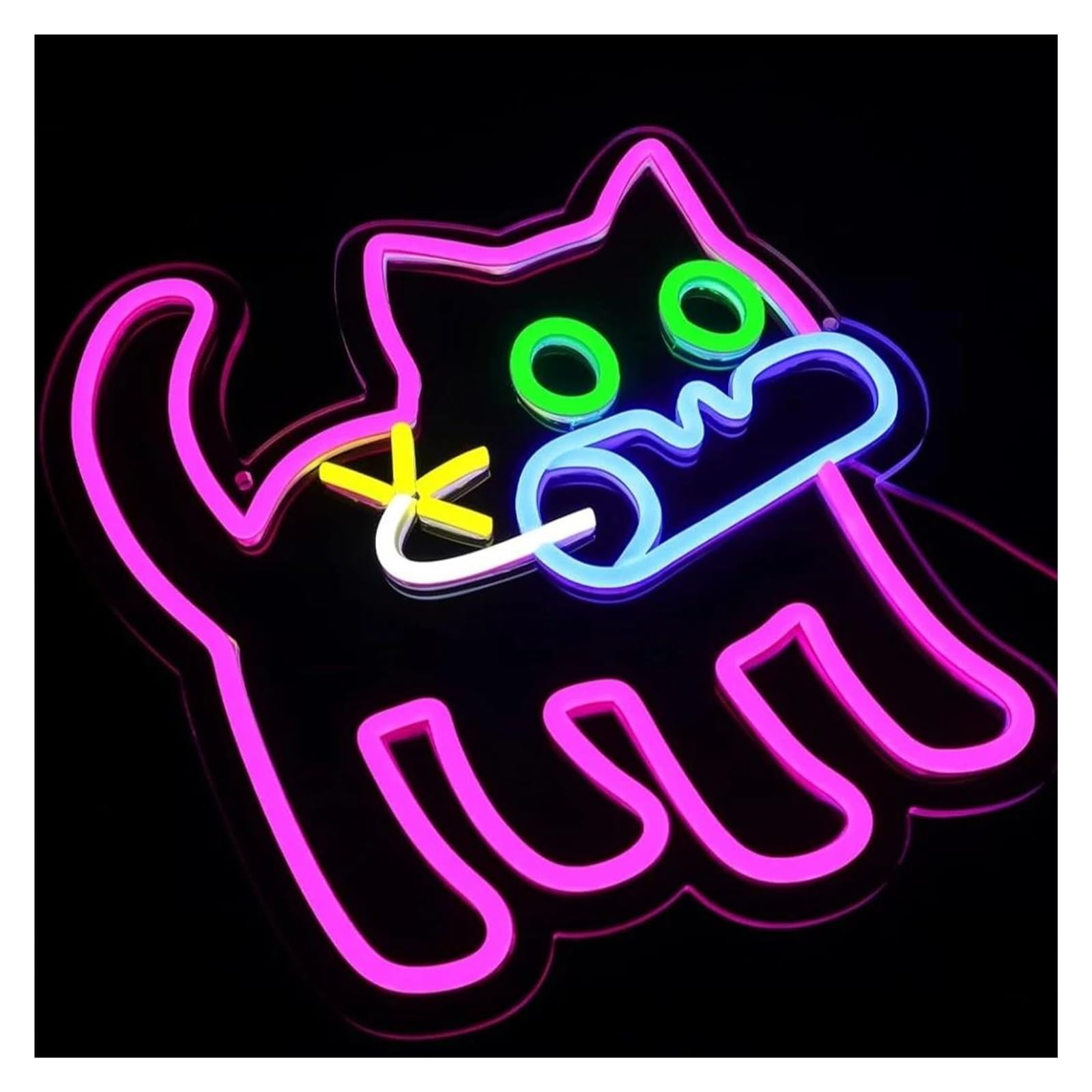 Insegna luminosa al neon Gatto per insegna al per neon divertente bomba animale luce a led per camera da letto per usb dimmerabile 33,5cm x 32cm