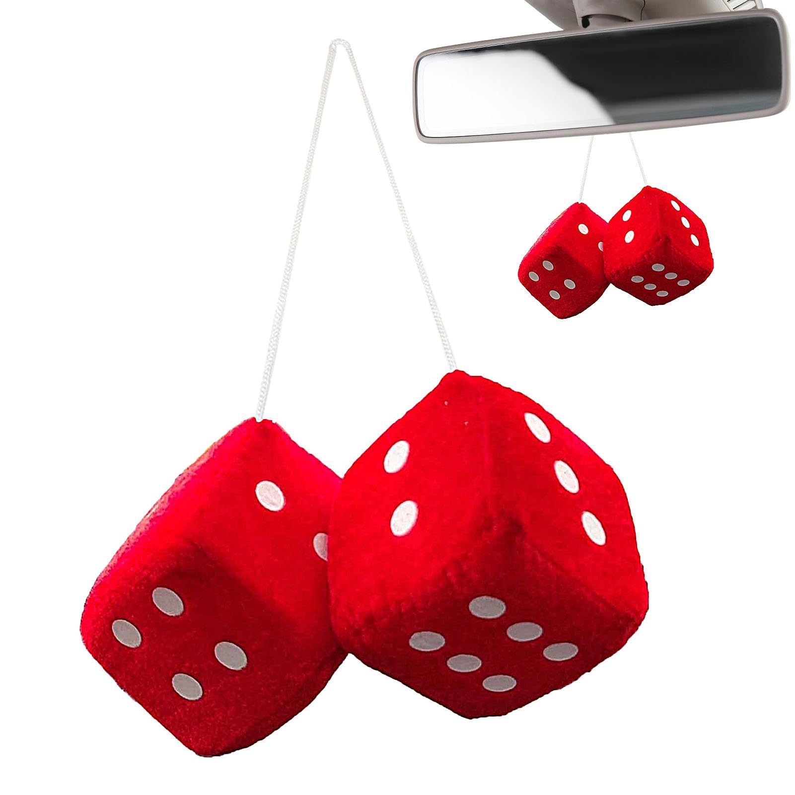 Tedious Red Hanging Car Fluffy Dice | 7Cm Furry Dice For Car Mirror | Plush Dices Hanging Ornaments Car Decoration | Couple Fuzzy Dice Car Rear View Pendant For Car Accessories, Srlq1o09k5t2o6qqkfr8