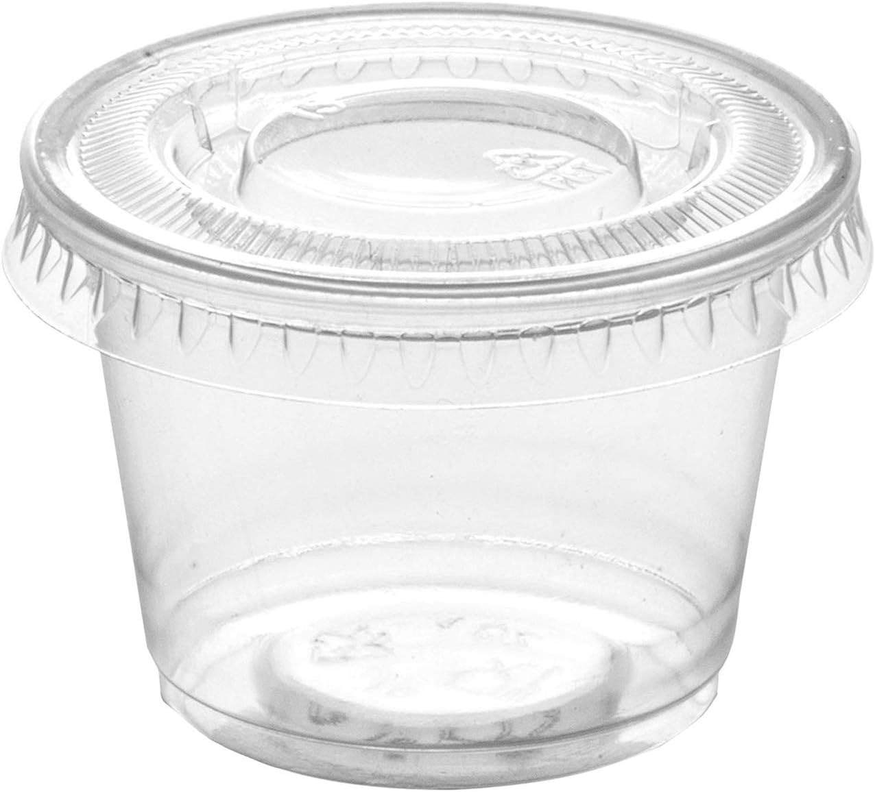 Comfy Package [Case of 2,000] 1 oz. Clear Disposable Plastic Portion Cups with Lids - Soufflé, Jello Shot, Containers