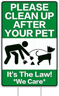 FLYAB Plesae Clean Up After Your Pet Sign Double Sided Funny No Pooping Dog Signs for Yard 8"x12" Pick Up After Your Dog Sign with Stakes No Dog Poop Sign for Yard Garden Lawn Outdoor
