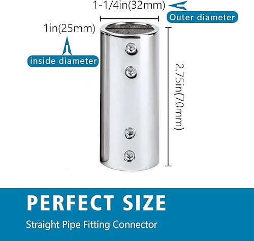 Miniatura 2 de Conectores rectos de 2 vías, 2 conectores de tubo de acero inoxidable fundido 316, conector de pezones resistentes, pieza de repuesto para proyectos