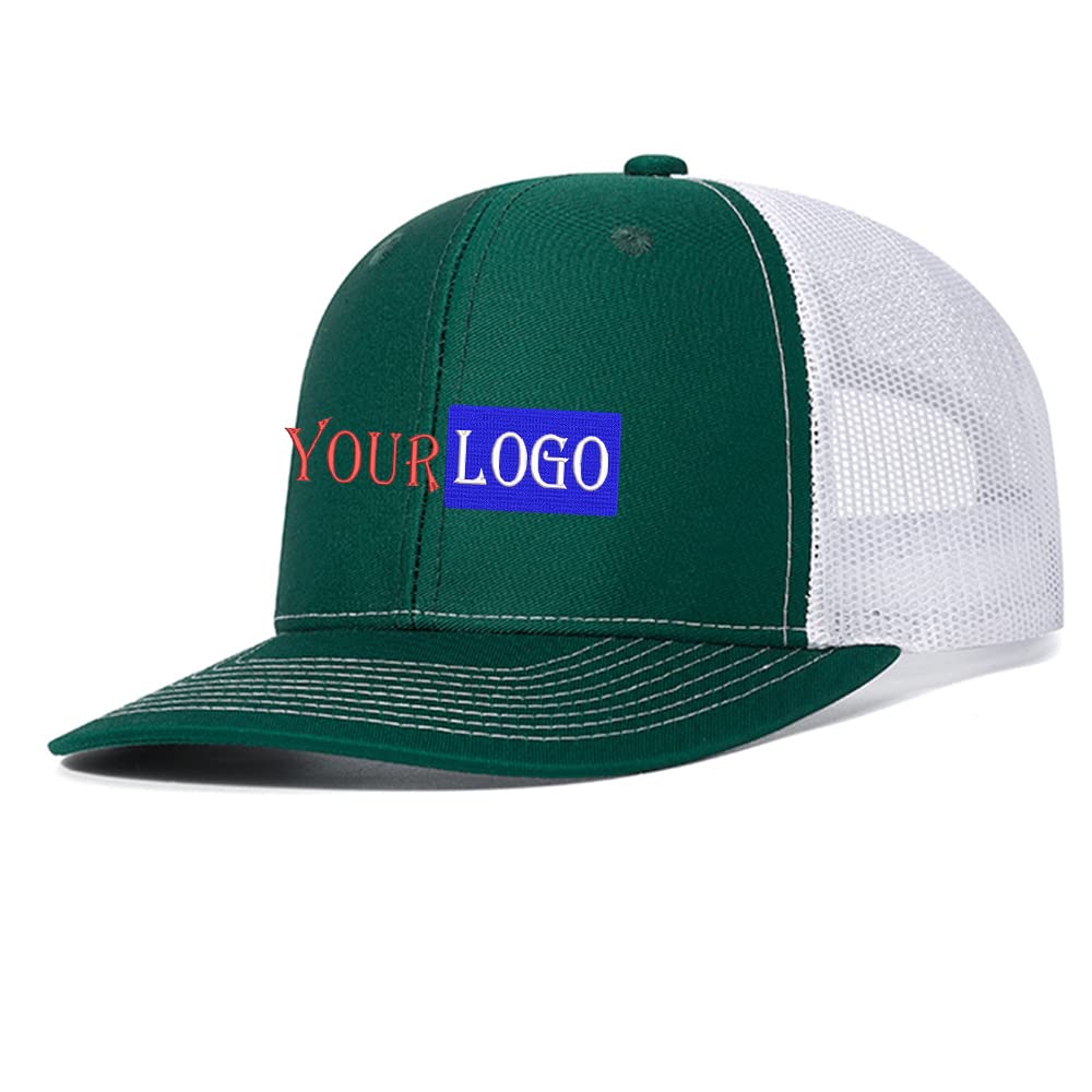 Unisex Green White Custom Embroidered Hat Logo Personalised Mesh Baseball Cap Mens Summer 112 Trucker Cap, Embroidered Cap Dad/Mom Gifts