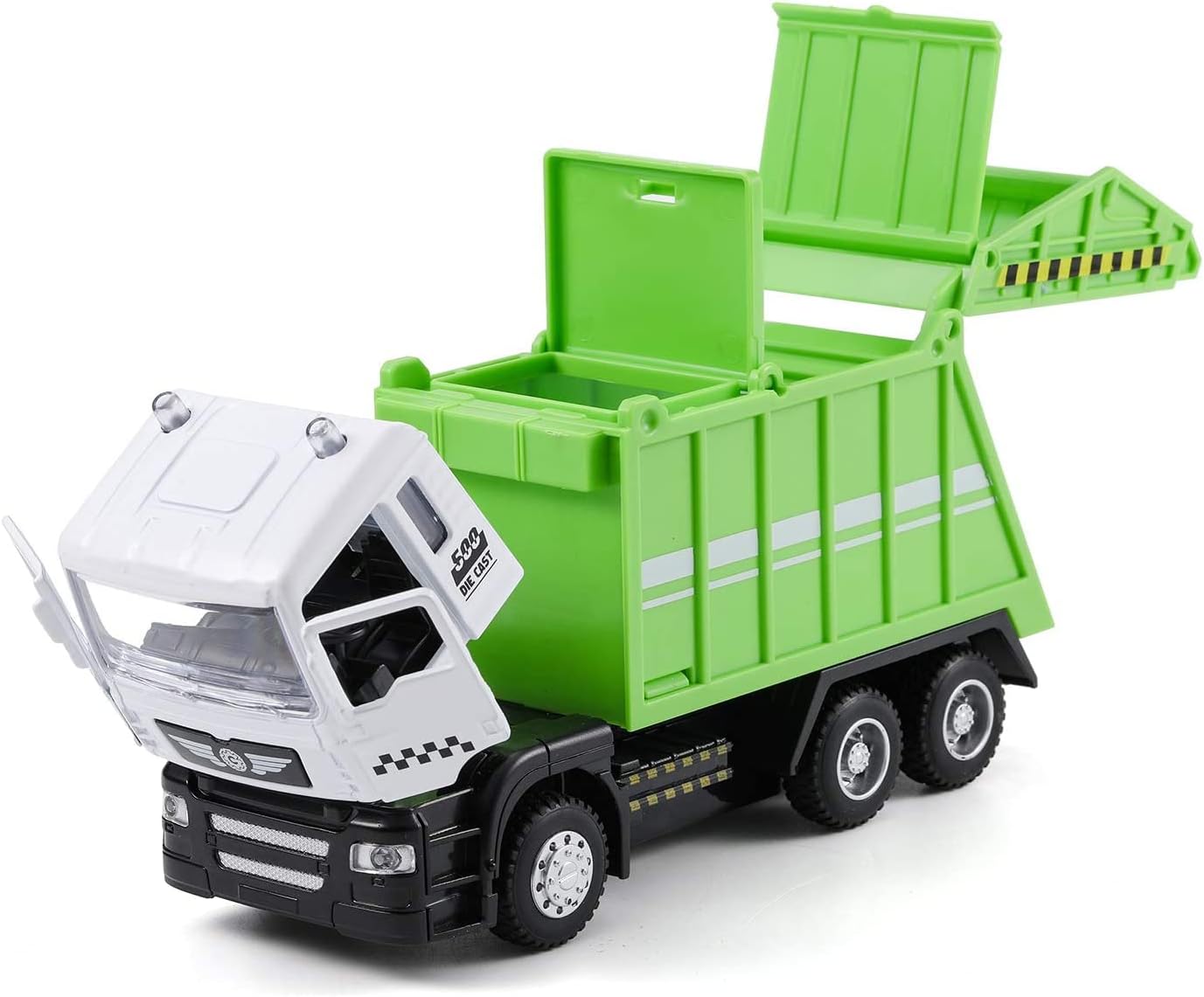 Haomsj Garbage Truck Toys with Light and Sound Diecast Metal Toy Trucks