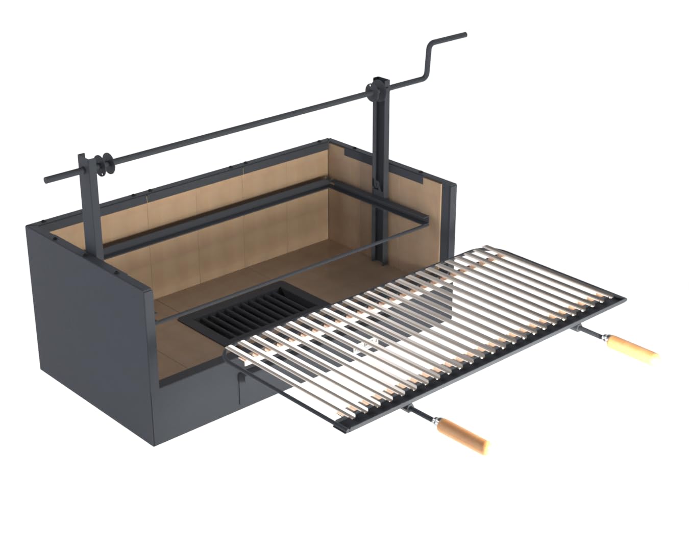 Imex El Zorro – Cajón Barbacoa con Ladrillo Refractario | 90x48x65 cm | Estructura Robusta de Acero y Alta Retención de Calor | Ideal para Barbacoas de Carbón y Leña en Exteriores