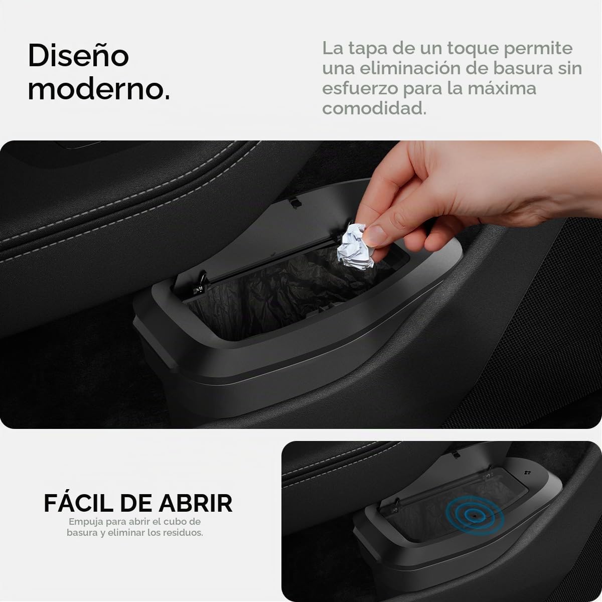 Spigen Papelera Interior para Tesla Model 3 2026 Highland para Puerta del Coche, Incluye 50 Bolsas, Diseño Compacto, Eliminación Fácil de Residuos (Solo Lado del Conductor)