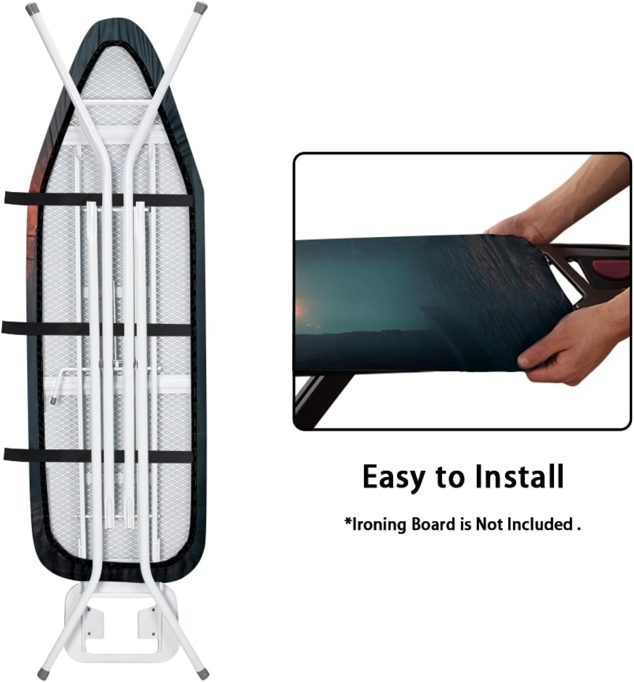 Iron Board Cover with Padding Standard Size Grey Alley Padded Ironing Board Covers 15x54 Heat Reflective Extra Thick Wide Non Stick Scorch and Stain Resistant Heatproof
