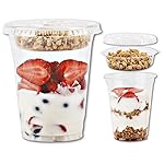 Aatriet 12 oz Clear Plastic Parfait Cups with Insert 3.25oz & Flat Lids No Hole - (50 Sets) Yogurt Fruit Parfait Cups for Kids, for Dips and Veggies, Take Away Breakfast and Snacks. No Leaking
