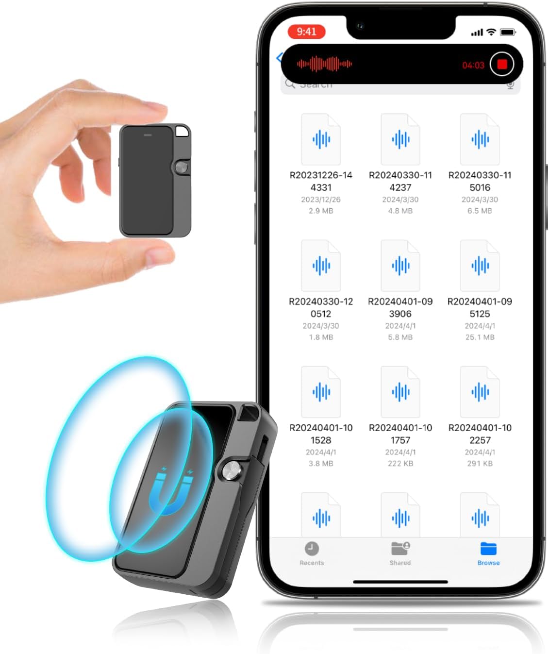 128GB Digital Voice Recorder – Voice Activated Recorder with DSP Noise Reduction for Lectures Meetings, Audio Recorder with Built-in OTG Data Cable, Compatible with Windows iOS Smart Phone