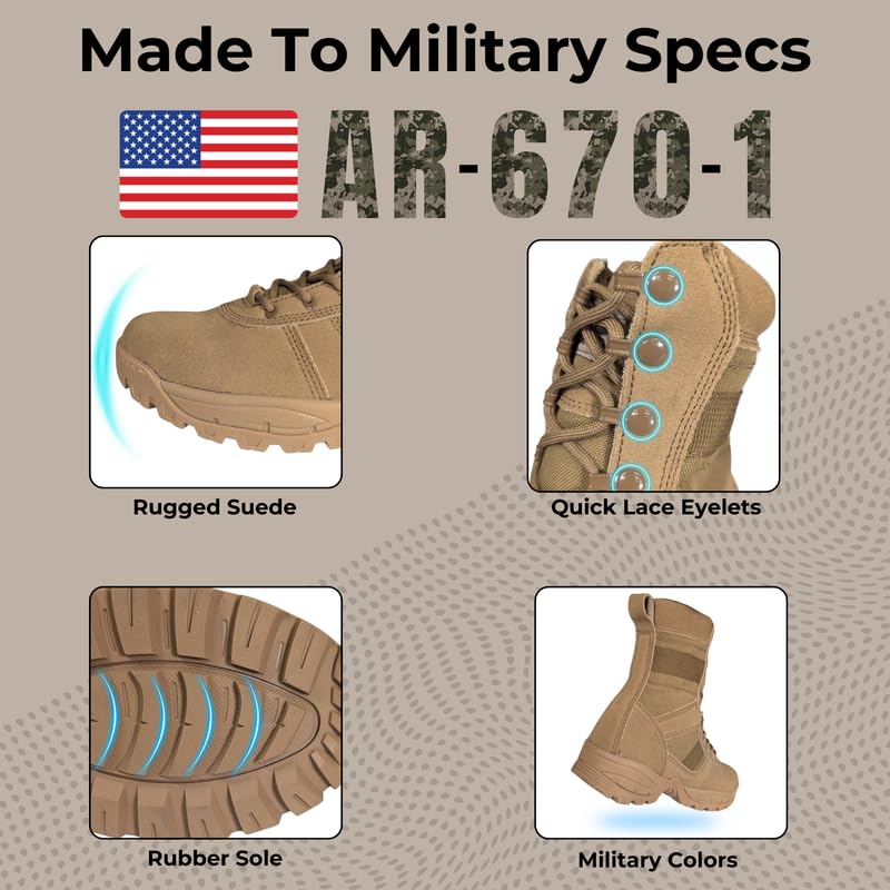 Patriot Military Tactical Work Boots 8" Lightweight Leather Comfortable All Day Use Hiking Motorcyle Boots for Men and Women with Memory Foam Insole and Ankle High Protection4