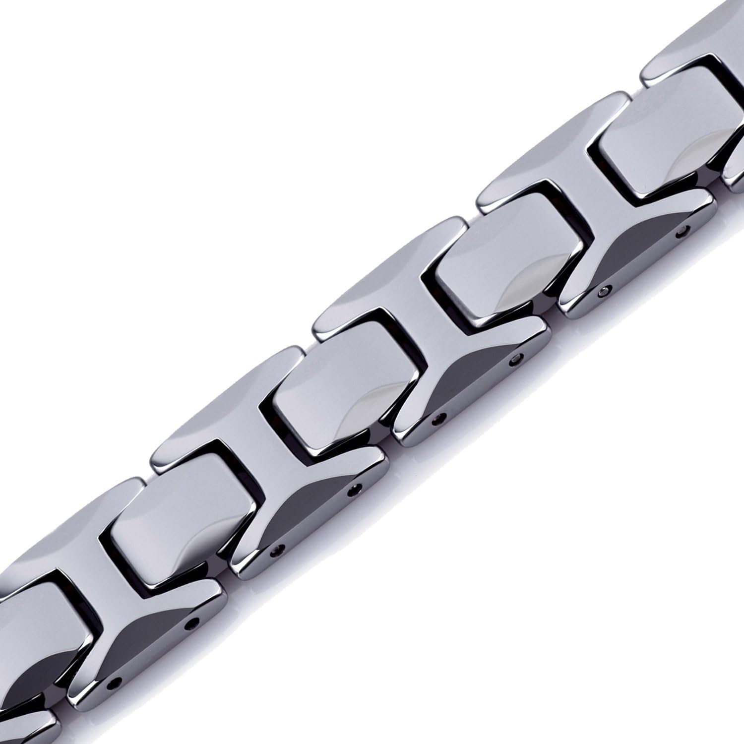 Urban Jewelry Men’s Solid Tungsten Pyramid Bracelet Collection – Polished Finish, 8.3" Length, 11 mm Width, Black & Silver Variations, Gift Box