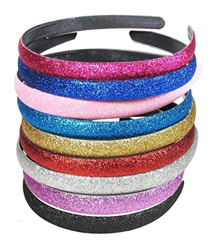 Glitter Headbands with Teeth, 12 Color Pieces
