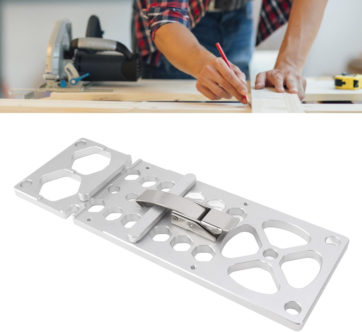 Right Angle Circular Saw, 90° Angle Stop Track Saw, Aluminum Alloy and Stainless Steel Construction, Self Adjusting Quick Clamp System for Accurate Woodworking Cuts