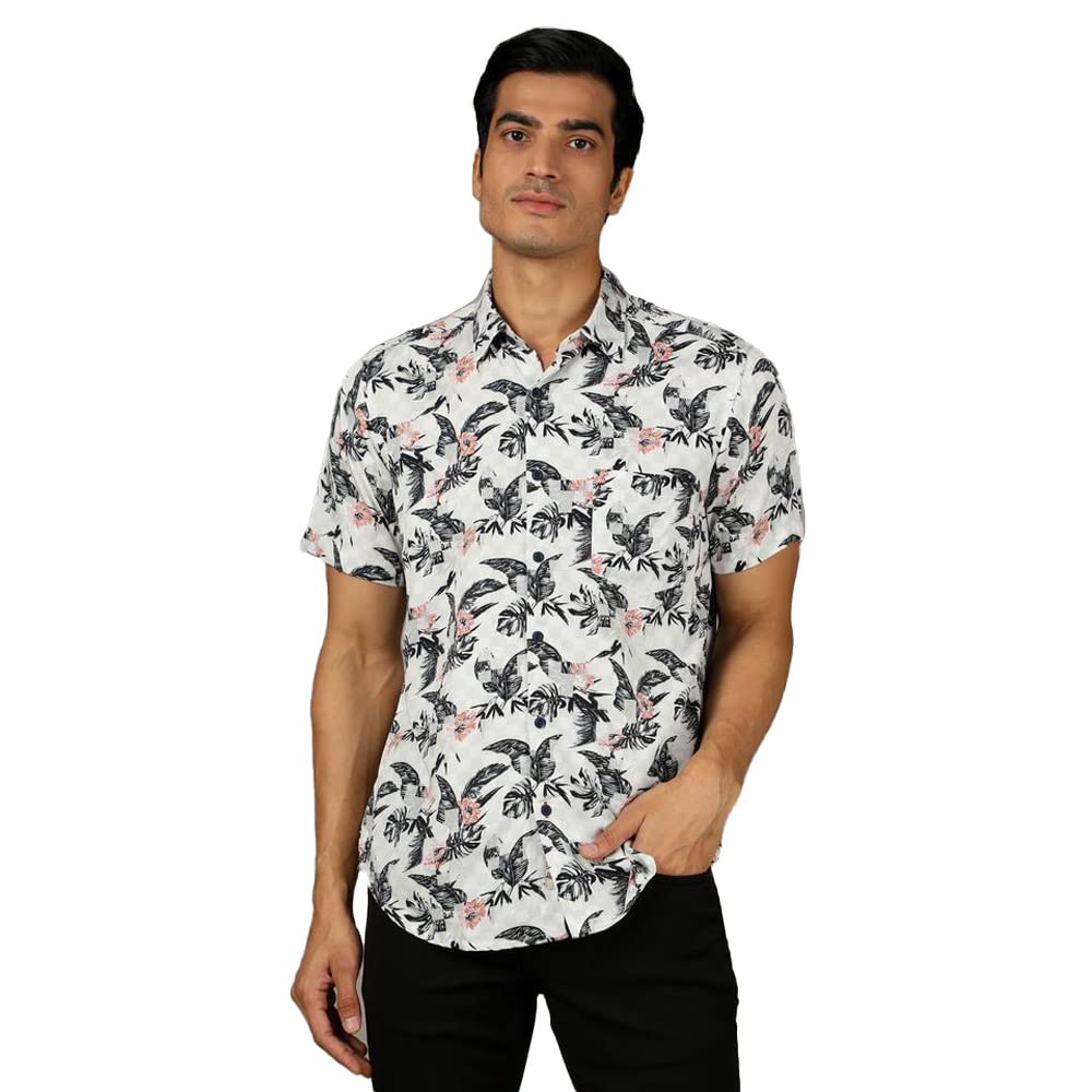by Shoppers Stop Printed Viscose I-Fit Mens Casual Shirt