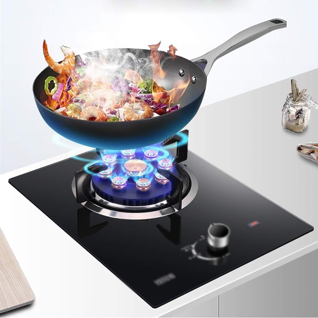 Gas Hob Cooker Black Glass Built-in Gas Cooktop|Table-Top Single Burners|5.2KW Fierce Fire|Thermocouple Flameout Protection [Energy Class A](Lpg)