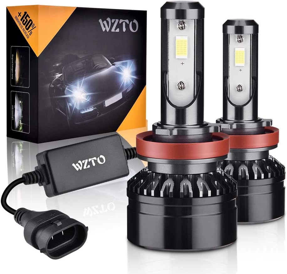 WZTO H11/H9/H8 LED Headlight Bulbs Upgraded CSP Chips,10000LM 6000K Conversion Kit, Waterproof and 360 Degree Adjustable Beam Angle Headlight Bulbs, High/Low Beam Fog Light Bulbs(2 PACK)