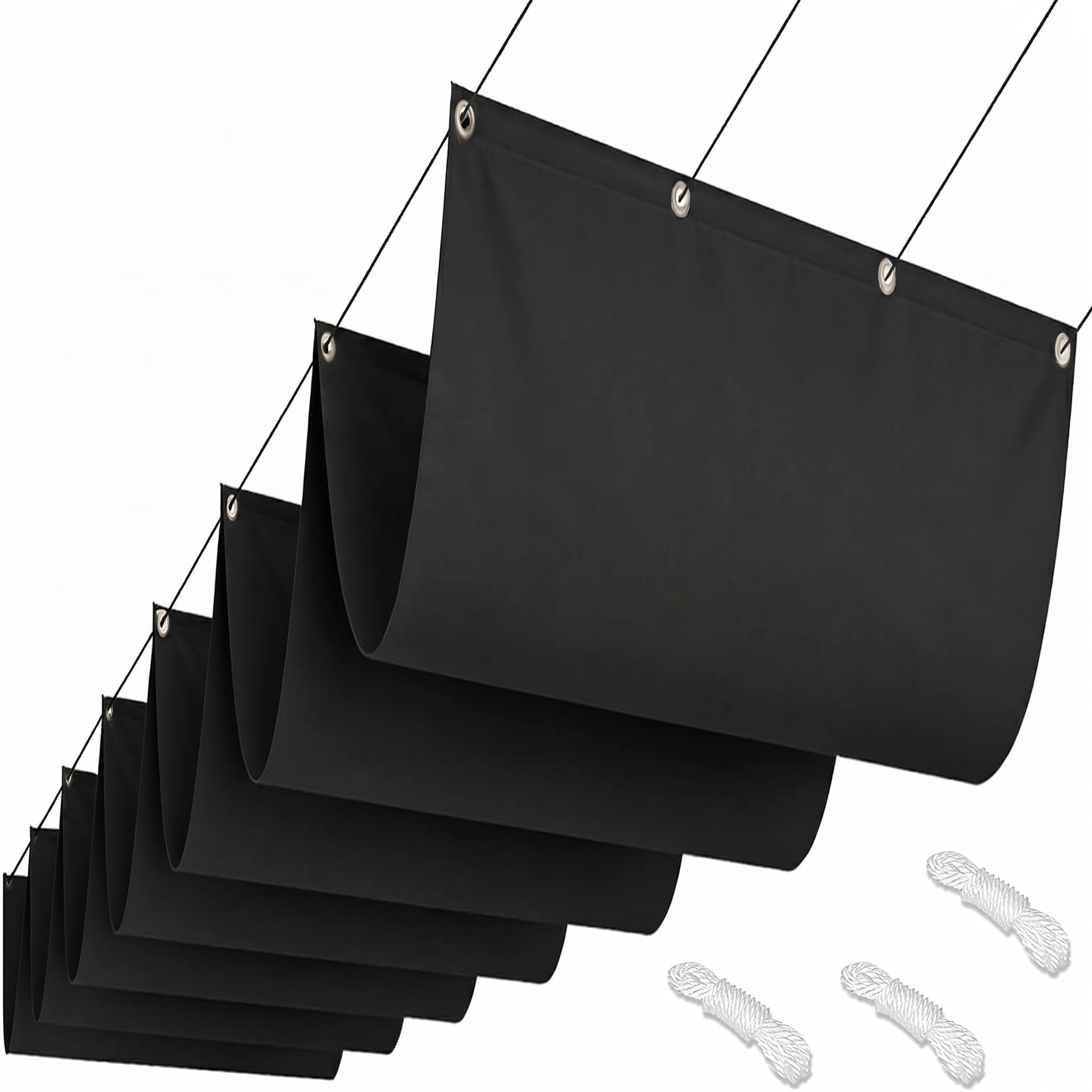 Rozsuwany Żagiel Przeciwsłoneczny Typu Fala 220 x 310 cm Wodoodporny Prostokątny Markiza Przeciwsłoneczna Poliester Z Oczkami Zestawie Darmowa Linka Do Ogrodu, Na Patio, Czarny