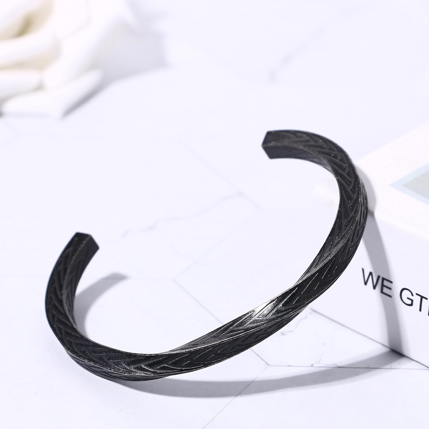 Viking Cuff Bracelet for Men Women: Black Stainless Steel Norse Mythology Viking Celtic Knot Bangle Jewelry Gift for Halloween Christmas - Image 2