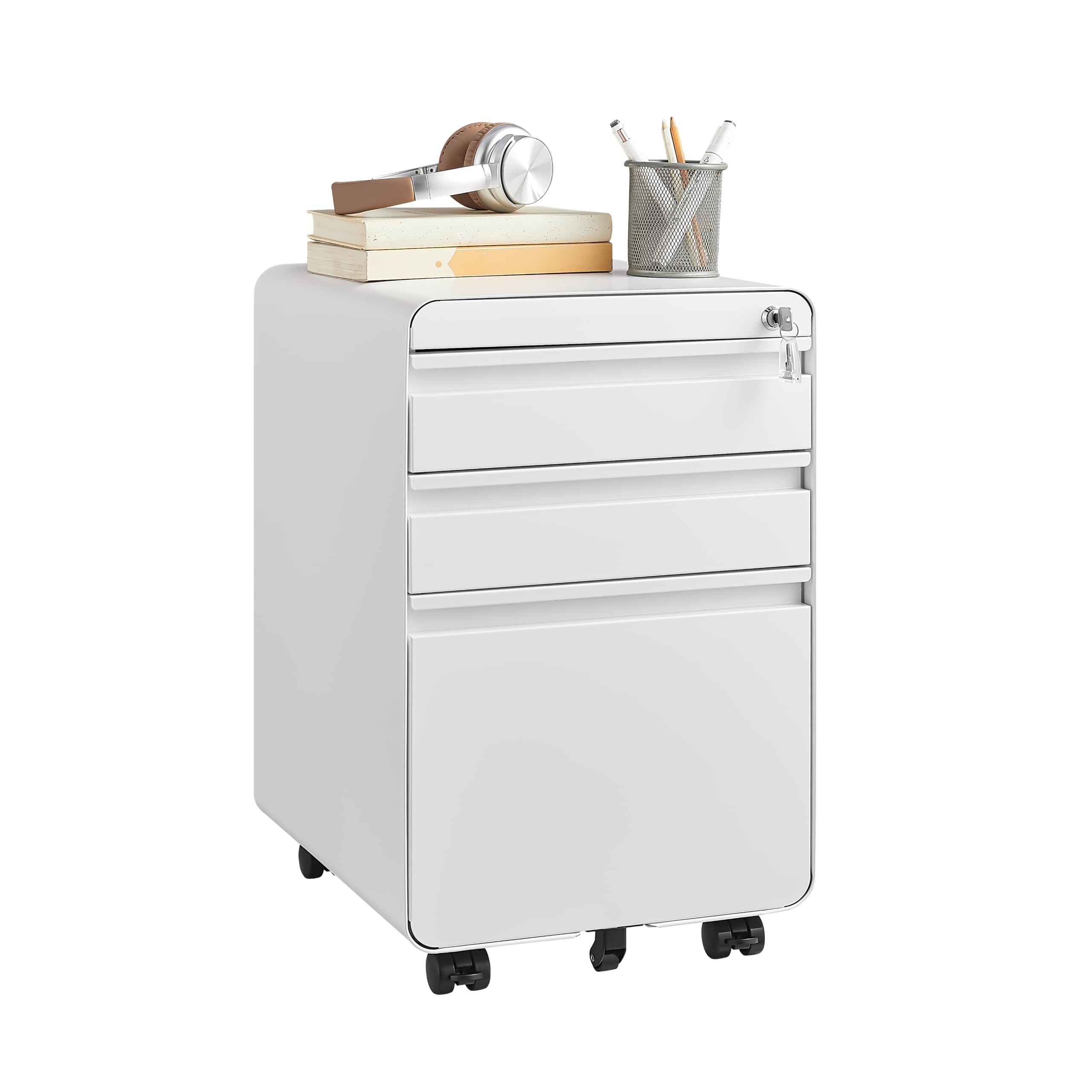 Guizeeopo Lockable 3 Drawer File Cabinets for Home Office