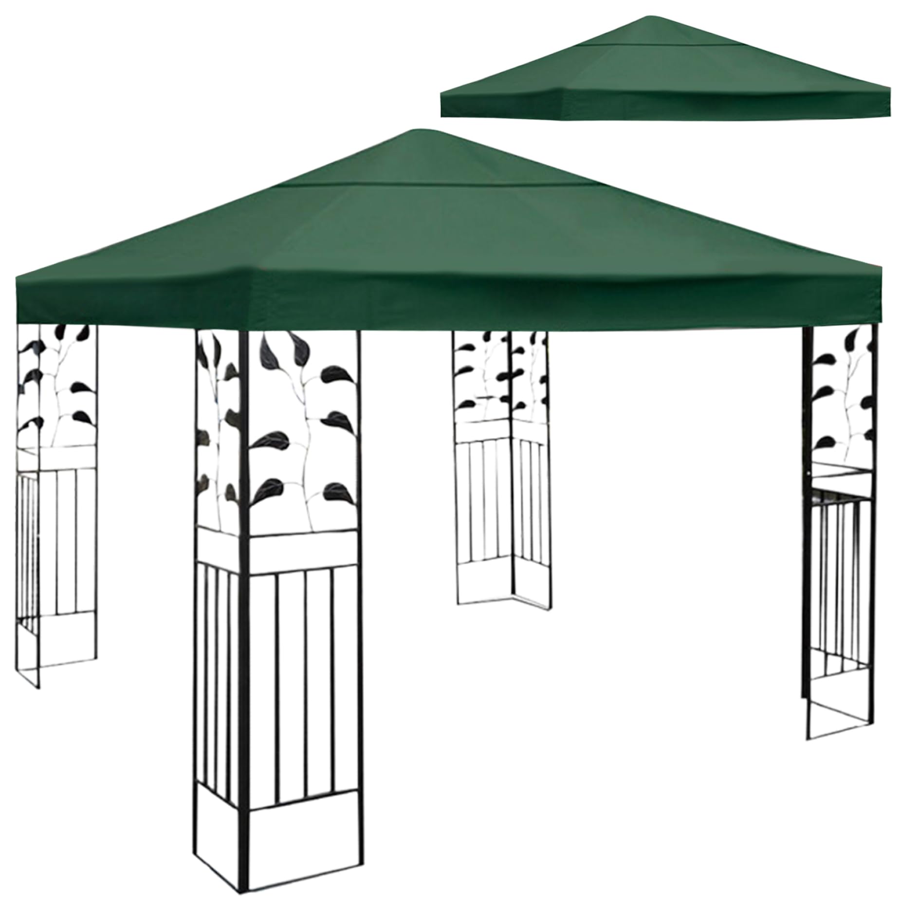 Wodoodporna, ciemnozielona osłona pawilonu, ochrona przed promieniowaniem UV, minimalistyczny design, idealna na imprezy w ogrodzie, grille, zastępcza osłona do pawilonu (tylko osłona)