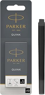 PARKER QUINK Long Fountain Pens Ink Cartridges | Black | 10 Count