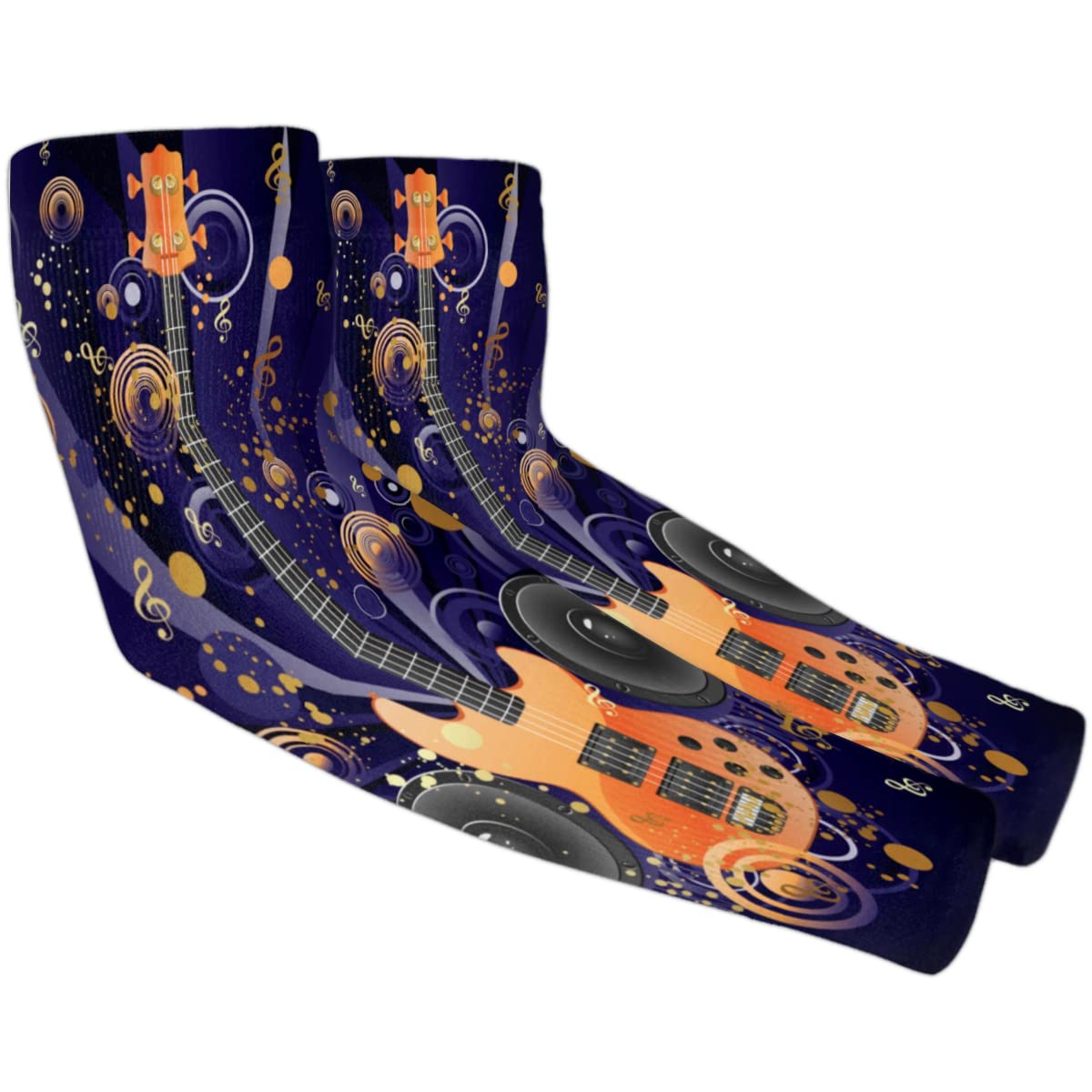 XMNYGJ Guitar Music Arm Sleeves with Thumb Hole Gardening Sleeves UV Sun Protection Arm Covers for Women Men Farmer Outdoor Sports Work Running Cycling Hiking