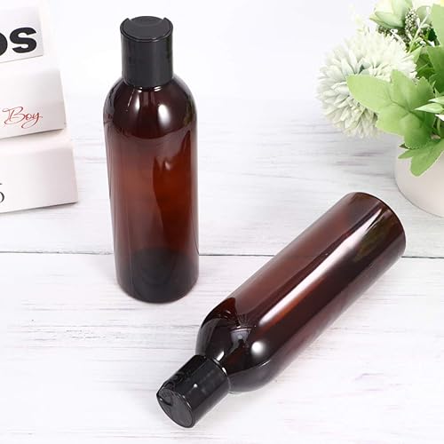 Miniatura 3 de Paquete de 6 botellas de plástico de 8 onzas, botellas vacías con tapa abatible, botellas recargables transparentes con tapa de presión para champú,